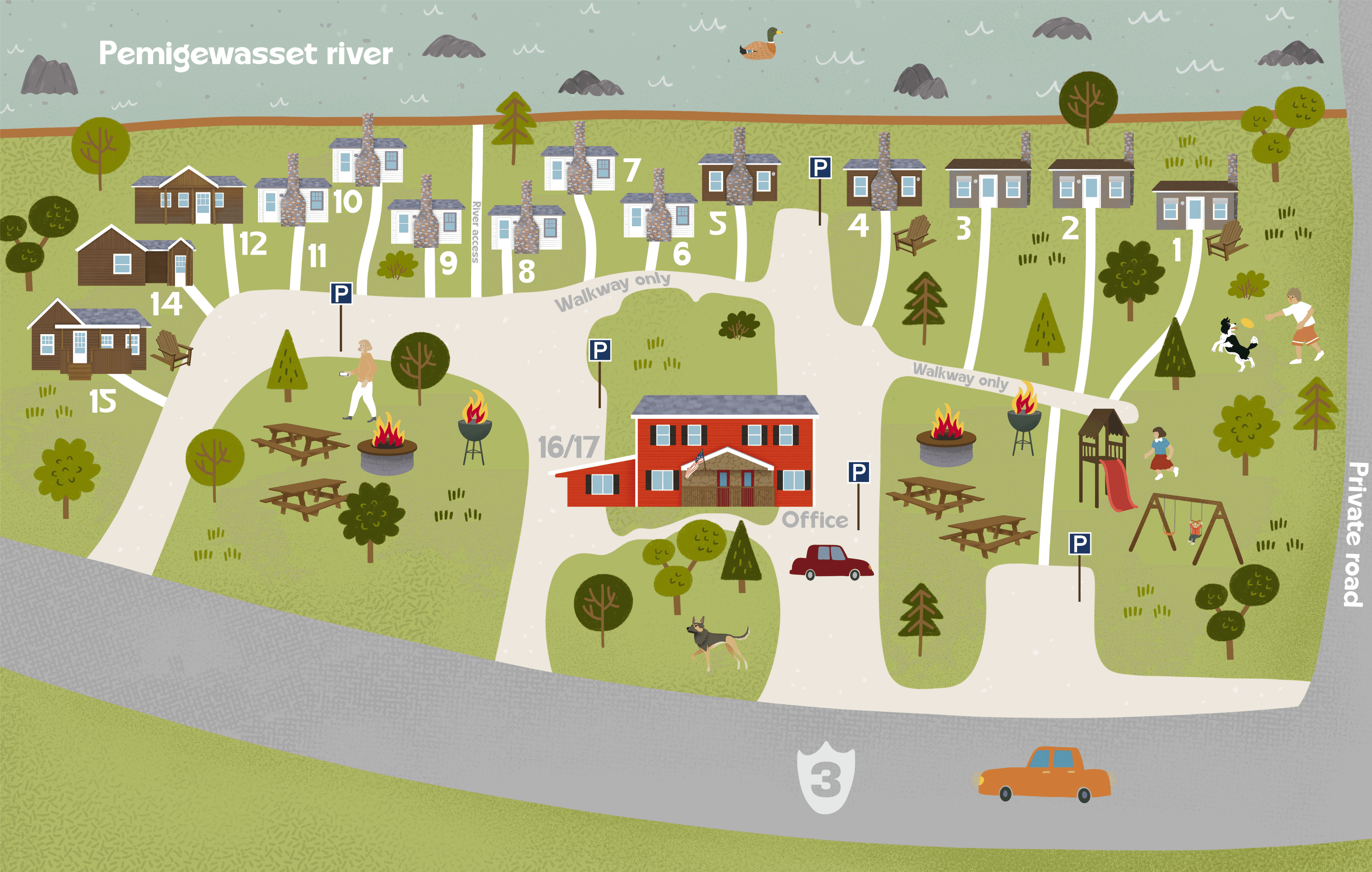 Pemi cabins map